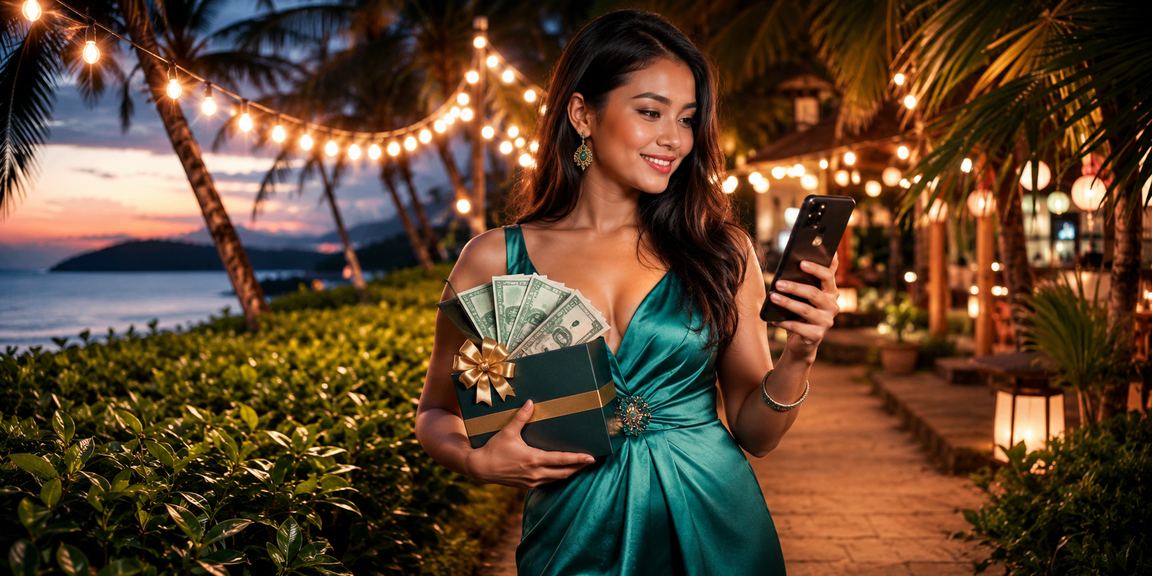 Pengguna Malaysia log masuk ke platform gempak888 melalui telefon pintar di Langkawi